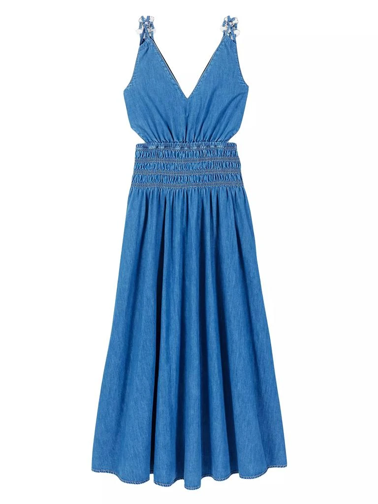 Maje Cutaway Denim Midi Dress 1