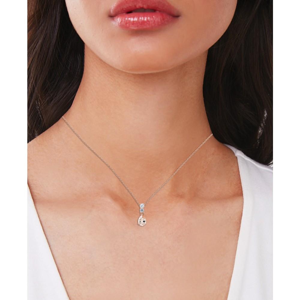 Macy's 2-Pc. Set Simulated Morganite (1-3/8 ct. t.w.) & Lab Grown White Sapphire (3/4 ct. t.w.) Pear Pendant Necklace & Matching Drop Earrings in Rose Gold-Plated Sterling Silver