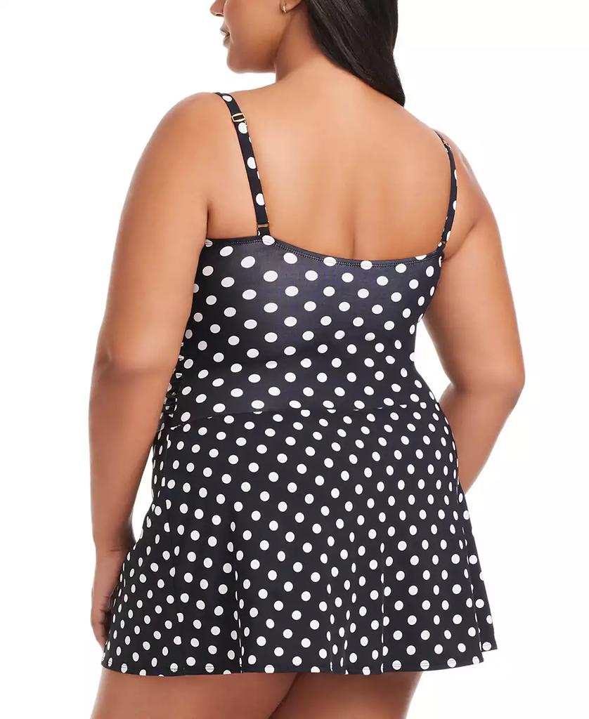 Bleu Rod Beattie Plus Size Dot-Print Double Trouble Shirred Swimdress