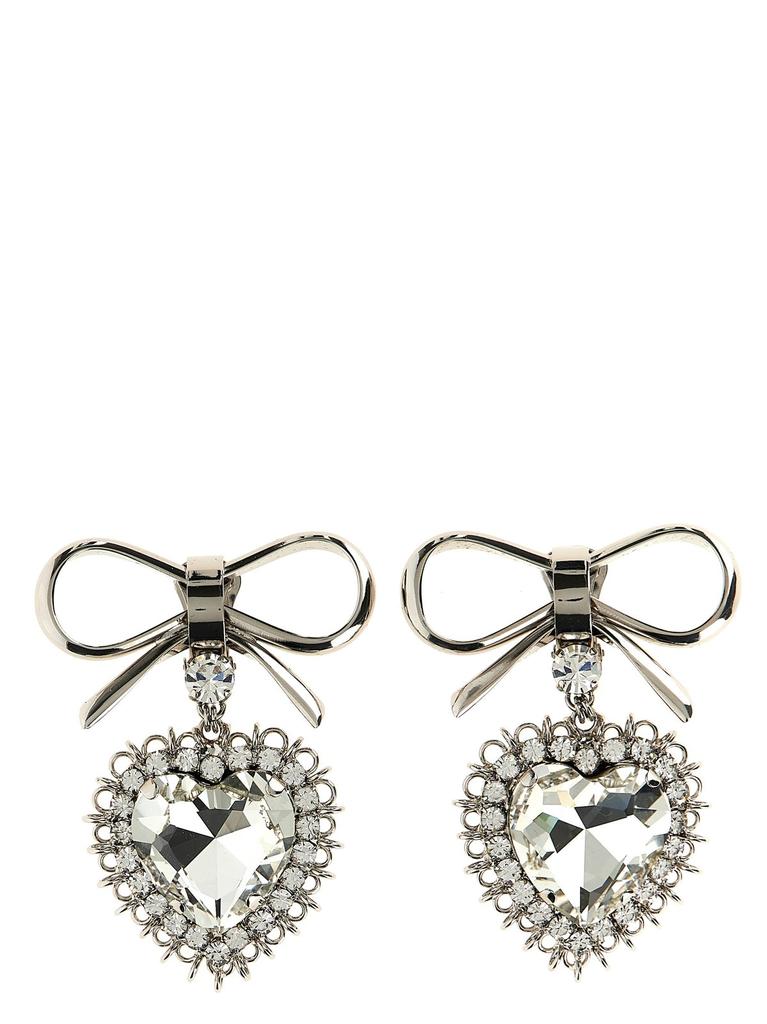 Alessandra Rich Alessandra Rich Pendant Heart Bow Earrings
