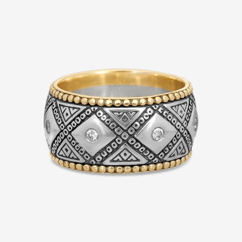 Konstantino Konstantino Sterling Silver 
18K Yellow Gold Diamond Band Ring Sz. 9 DKJ335-109 2