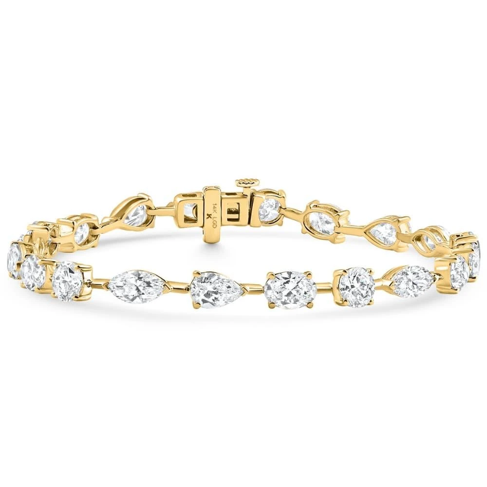 Pompeii3 10Ct Mixed Cut Diamond Tennis Bracelet 7" 14k Yellow Gold Lab Grown Size: 7 2
