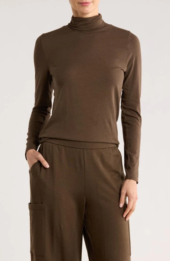 Eileen Fisher Turtleneck Stretch Organic Cotton Blend Top
