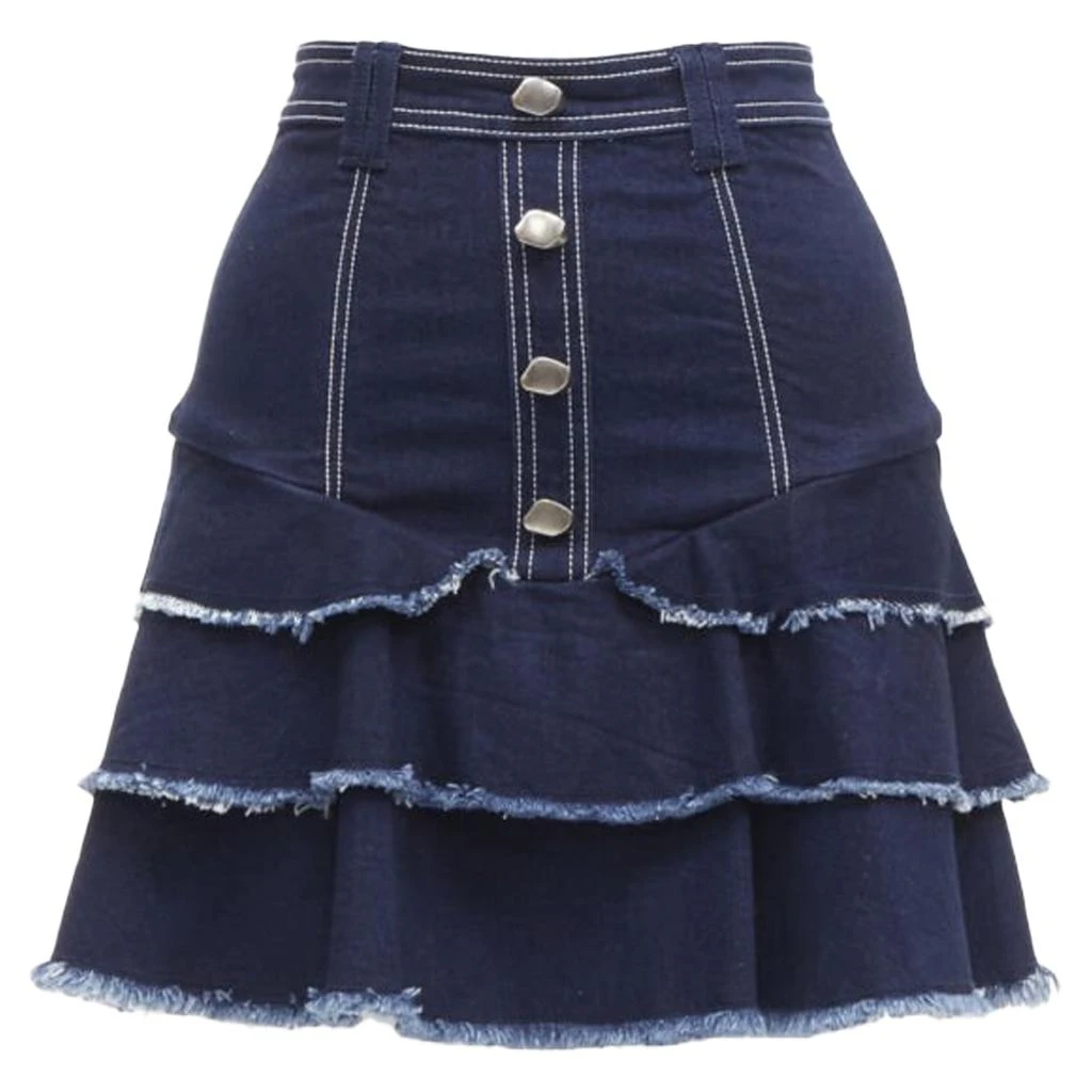 Aje Aje hamme silver buttons ayed edge tie denim skirt 1