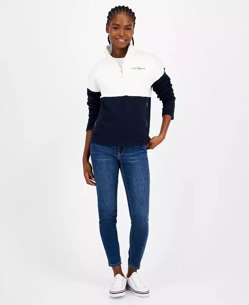 Tommy Hilfiger Women's Colorblock Quarter Zip Sweatshirt