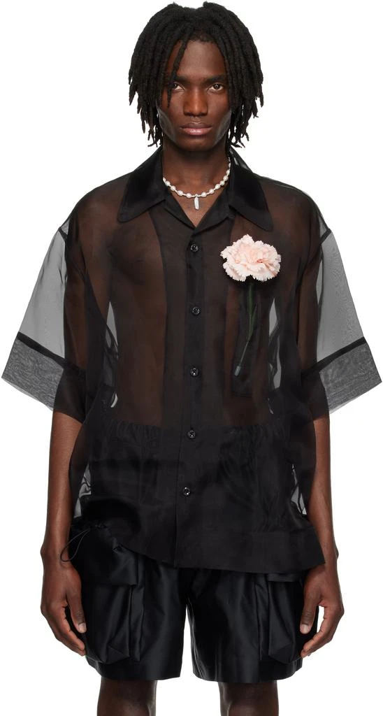 Simone Rocha Black Carnation Pocket Boxy Shirt 1