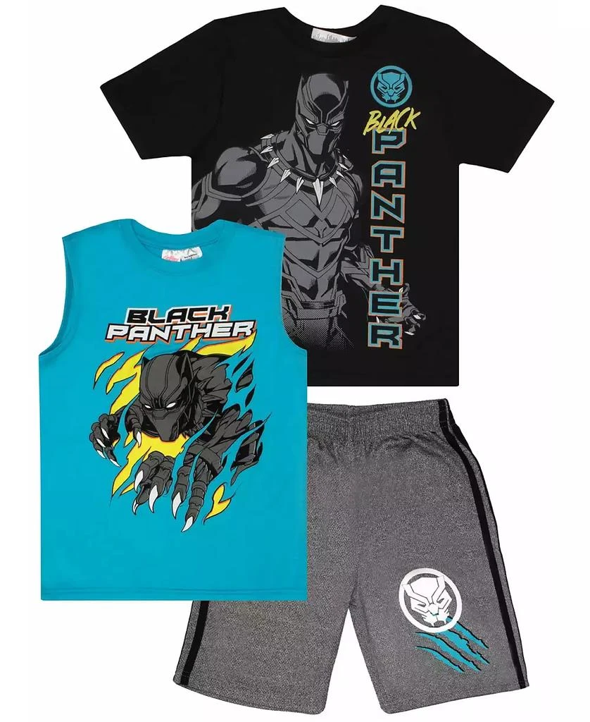 Black Panther Big Boys Short Sleeve 3 Piece Shirt, Tank Top and Short Set