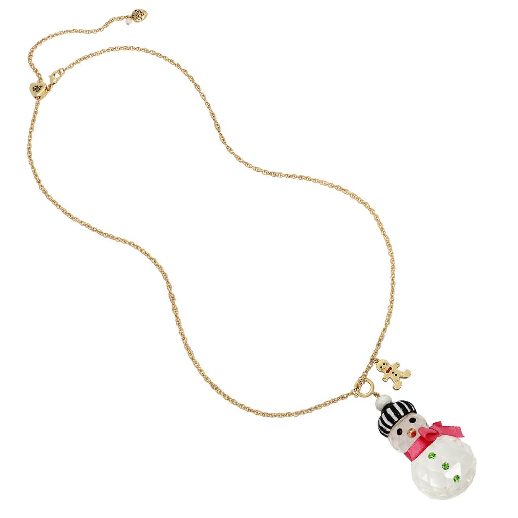 Betsey Johnson Snowman Ornament Necklace