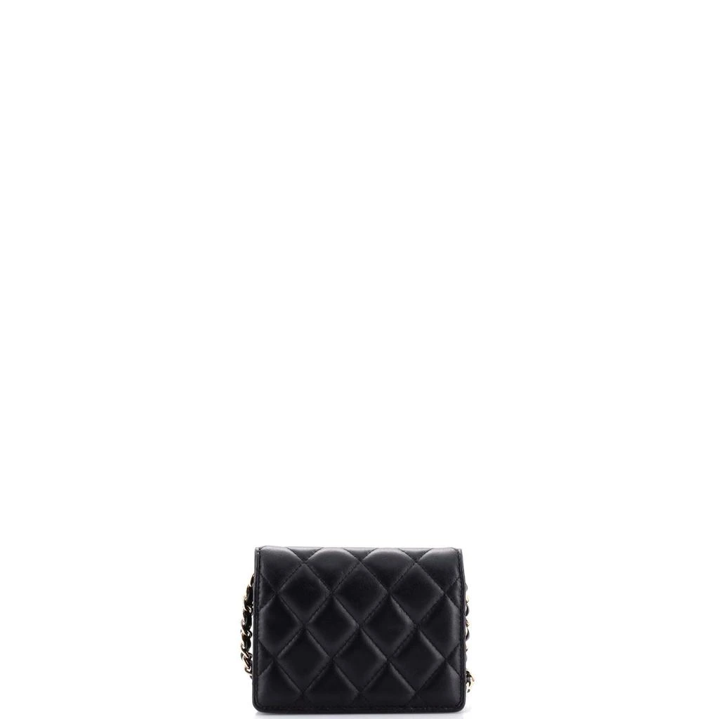 Chanel Camellia Bow Flap Card Holder with Chain Quilted Lambskin 3