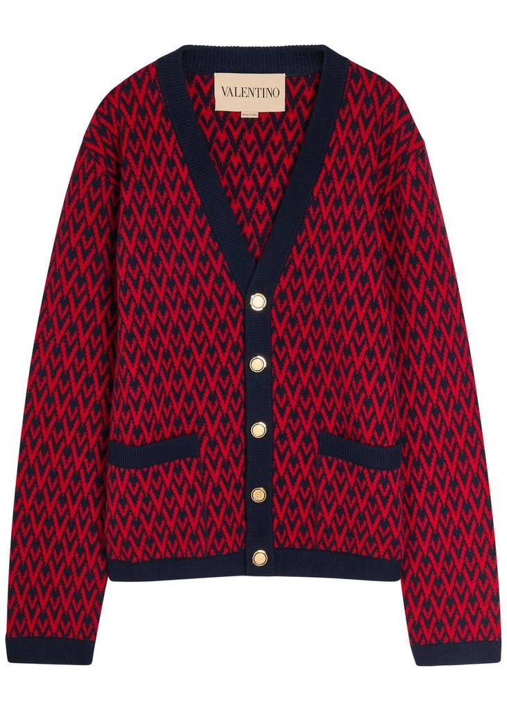 Valentino Patterned-intarsia wool cardigan 1