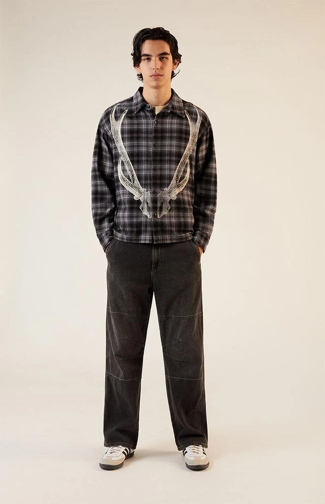 PacSun Gray Graphic Flannel Shirt 4