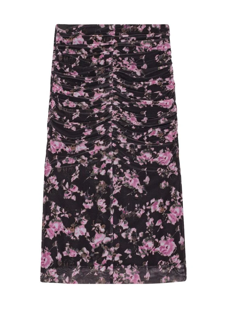 Ganni Printed Mesh Ruched Midi Skirt 1