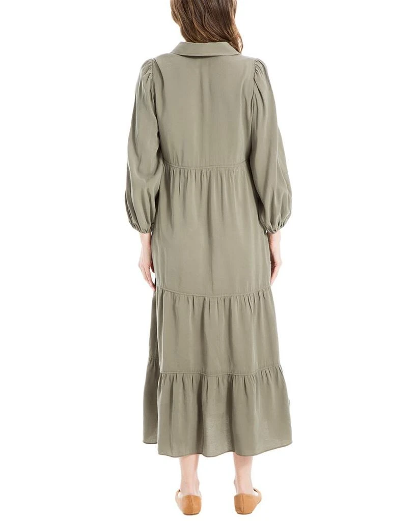 max studio tiered midi dress MAX STUDIO Women's Short Sleeve Tiered Maxi Dress - Green