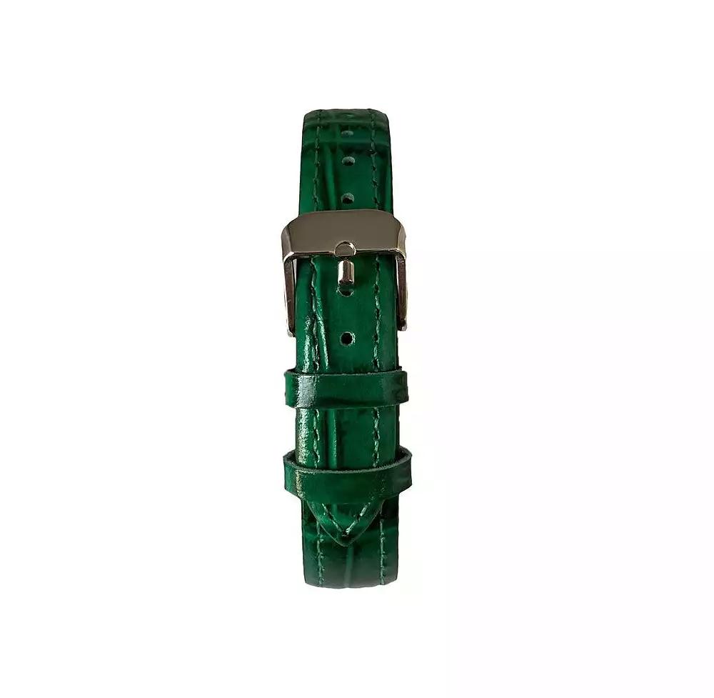 Peugeot Women's 36mm Green Watch Barrel Shaped Tank Case Leather Strap
