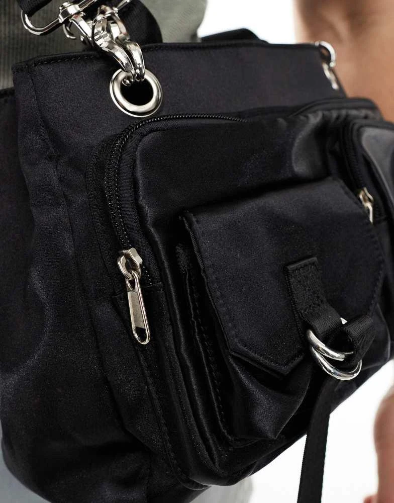 ASOS ASOS DESIGN cross body bag with cargo pockets in black 2