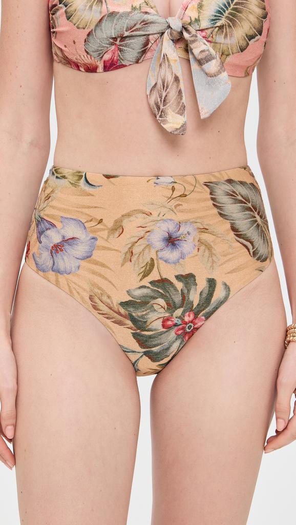 Zimmermann Cutout paisley-print bandeau swimsuit - Compare