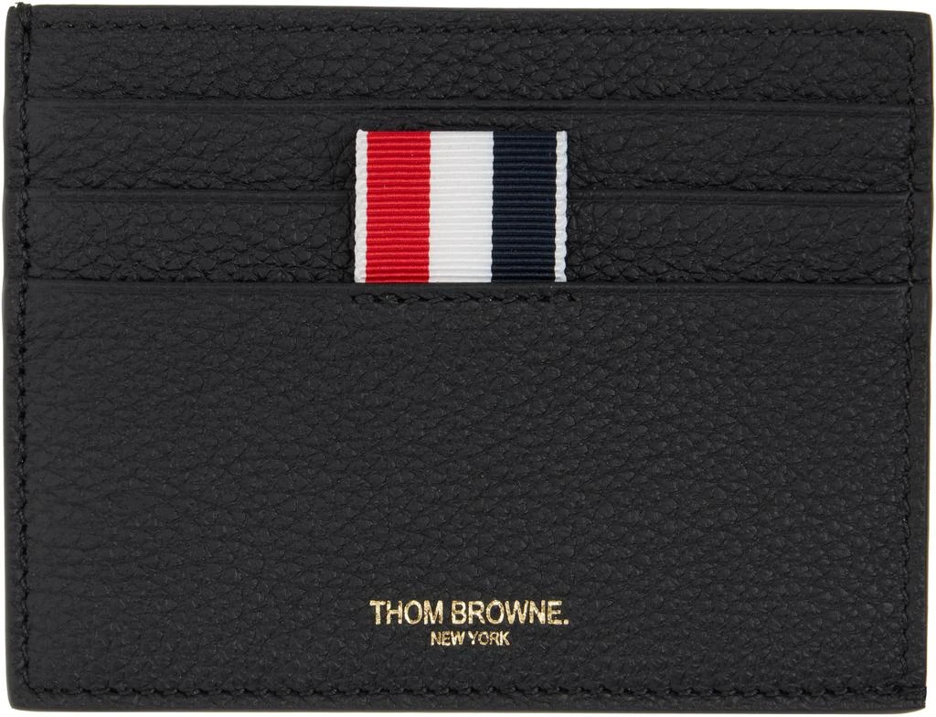 Thom Browne Black Soft Pebble Grain Note Compartment Card Holder