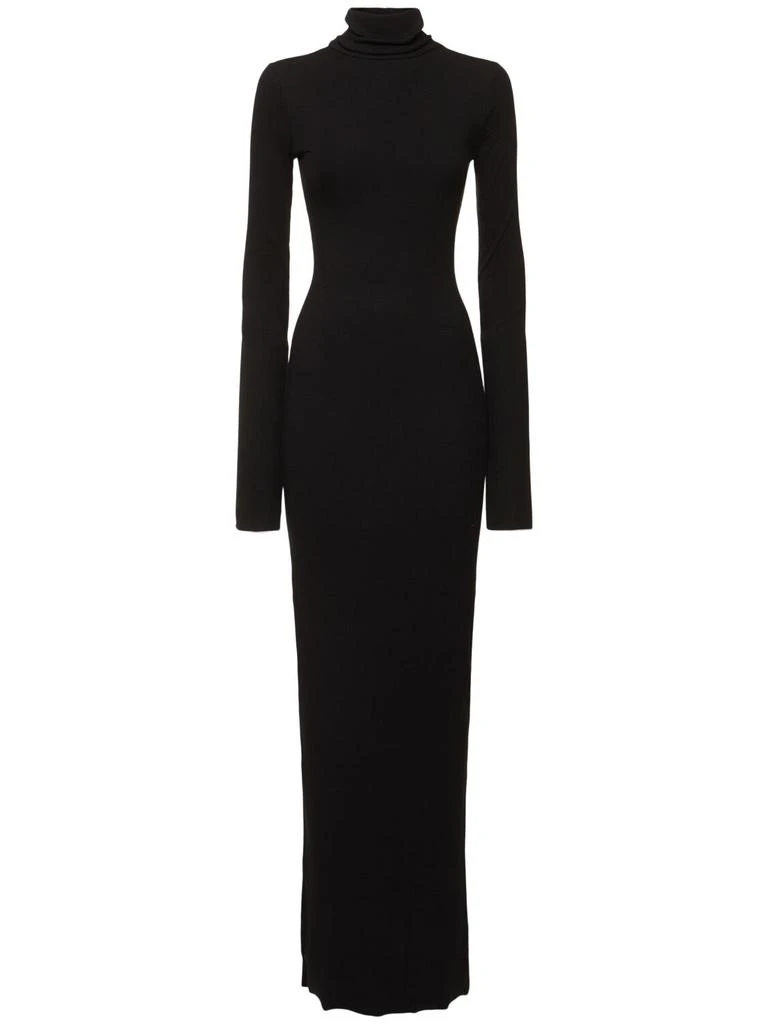 ÉTERNE Long Sleeve Turtleneck Jersey Maxi Dress 1
