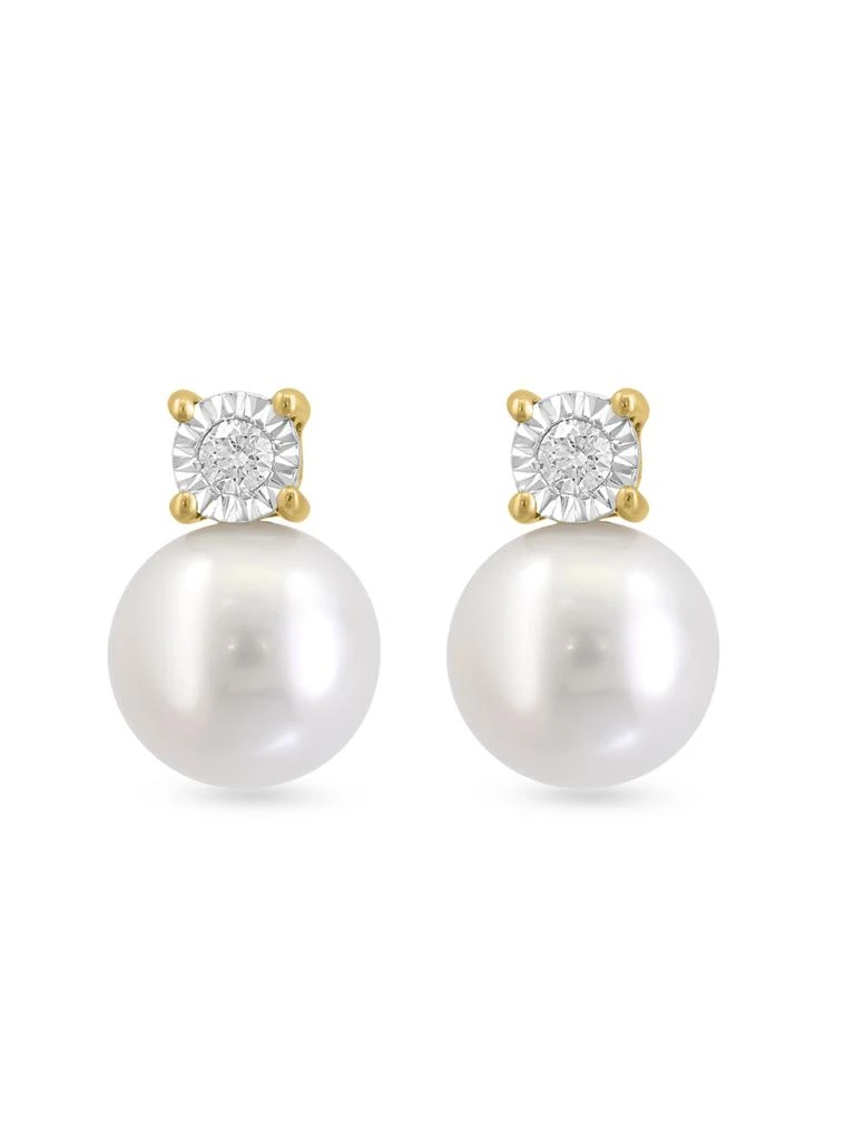 Saks Fifth Avenue 14K Yellow Gold, Freshwater Pearl 
0.01 TCW Diamond Drop Earrings 2