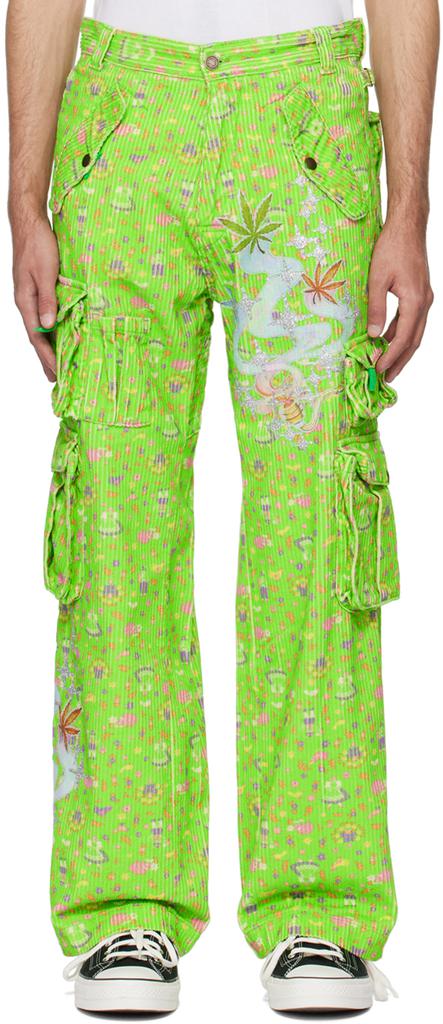 ERL Green Glittered Cargo Pants