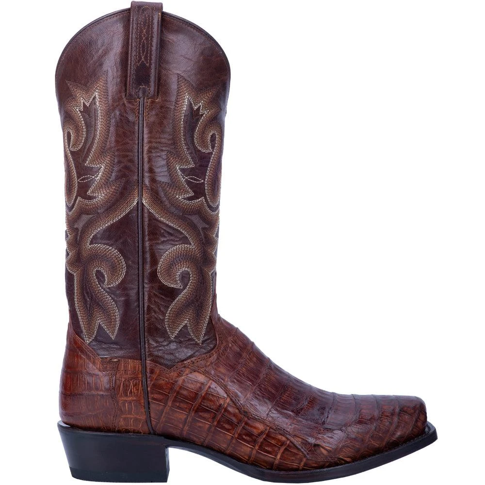 Dan Post Boots Bayou Embroidered Caiman Square Toe Pull On Cowboy Boots 1