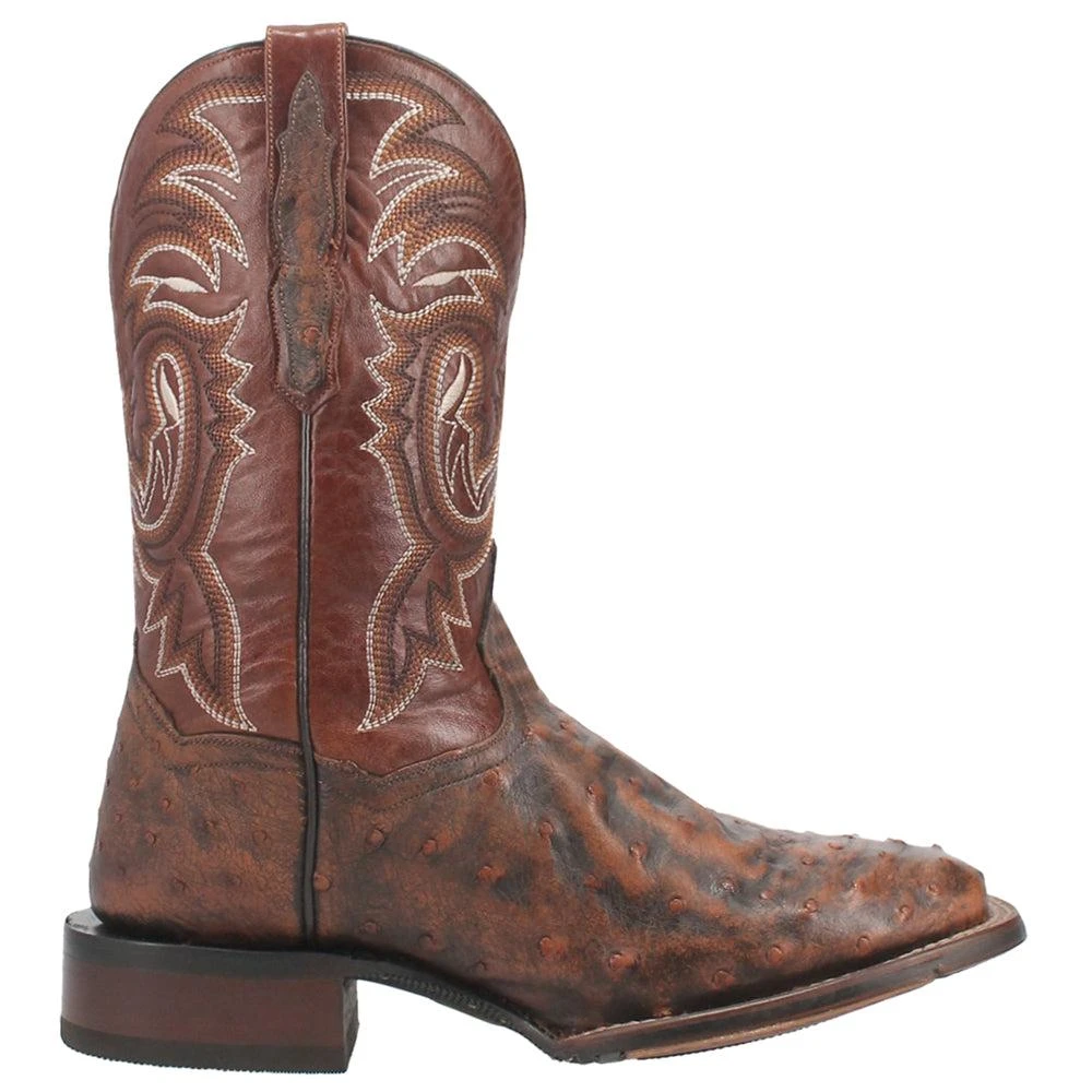 Dan Post Boots Dillinger Full Quill Ostrich Embroidered Square Toe Pull On Cowboy Boot 1