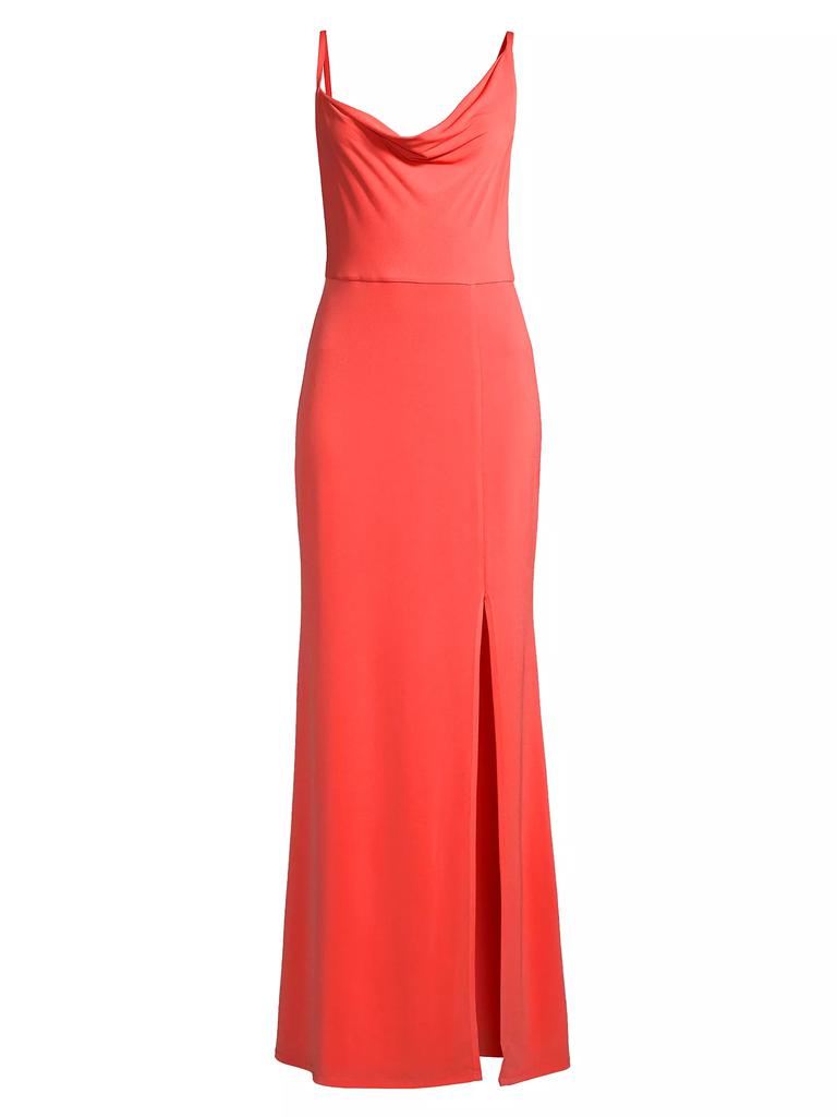 Laundry by Shelli Segal Draped Cowl-Neck Gown