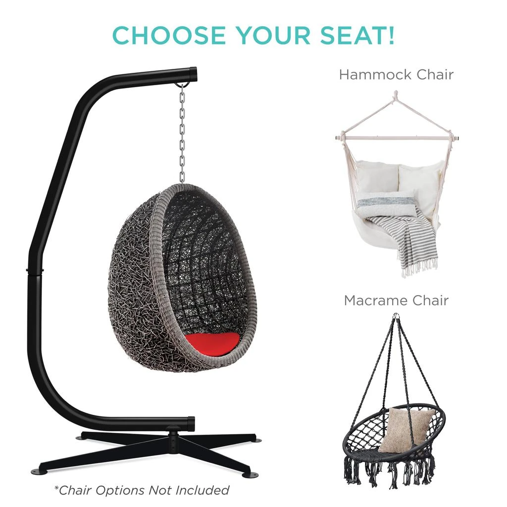 Best Choice Products Metal Hanging Hammock C-Stand for Chair/ Weather-Resistant Finish, Offset Base - Stand Only - Black 5