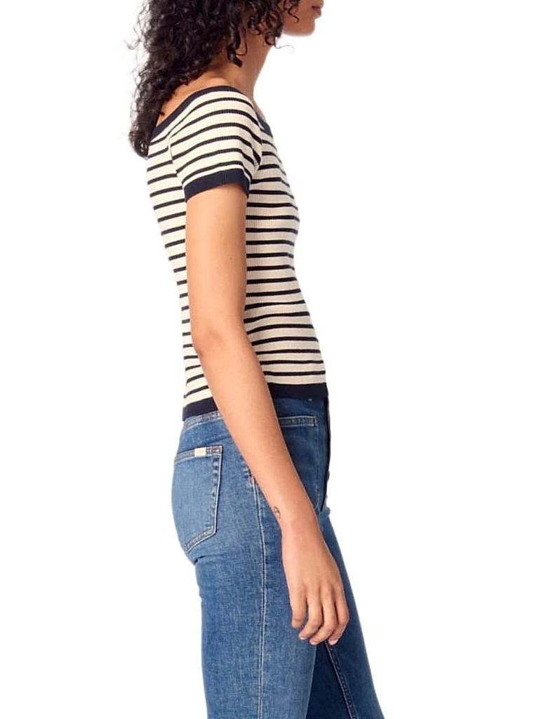 Maje Rib Knit Short Sleeve Boat Neck Top 3