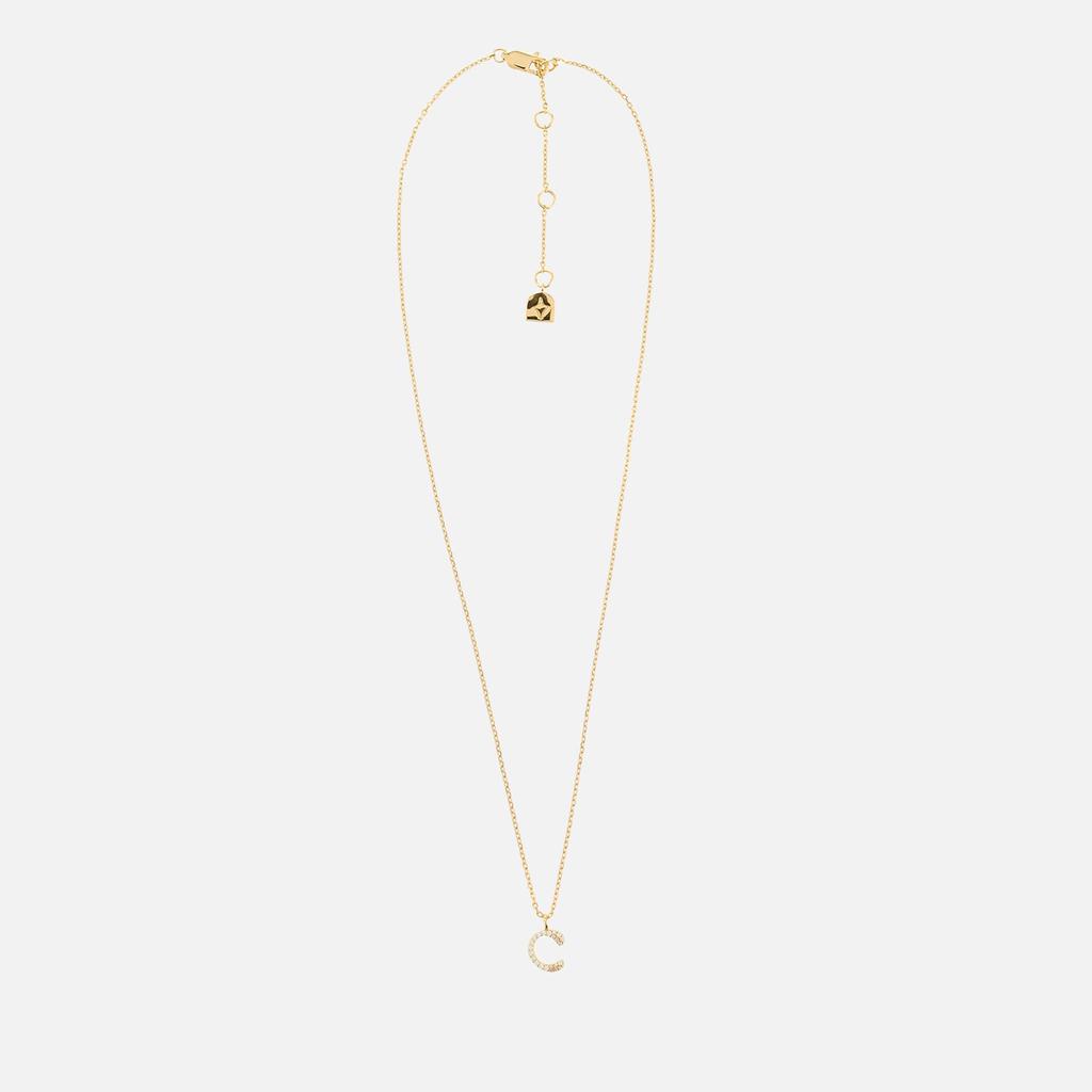 ASTRID & MIYU Astrid & Miyu Initial Pavé 18K Gold-Plated Necklace