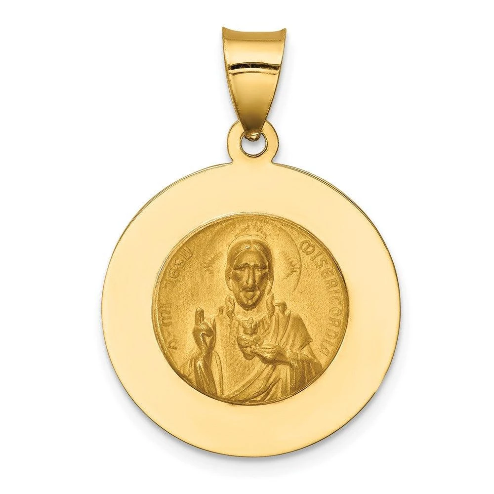 Diamond2Deal 14k Yellow Gold Queen Of The Holy Scapular Reversible Medal Hollow Pendant 3