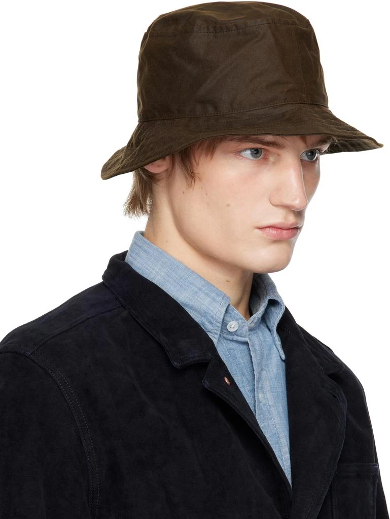 Drake's Brown Waxed Cotton Bucket Hat 2