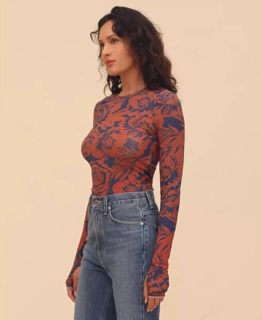 Avec Les Filles Women's Printed Mesh Long-Sleeve Top 3