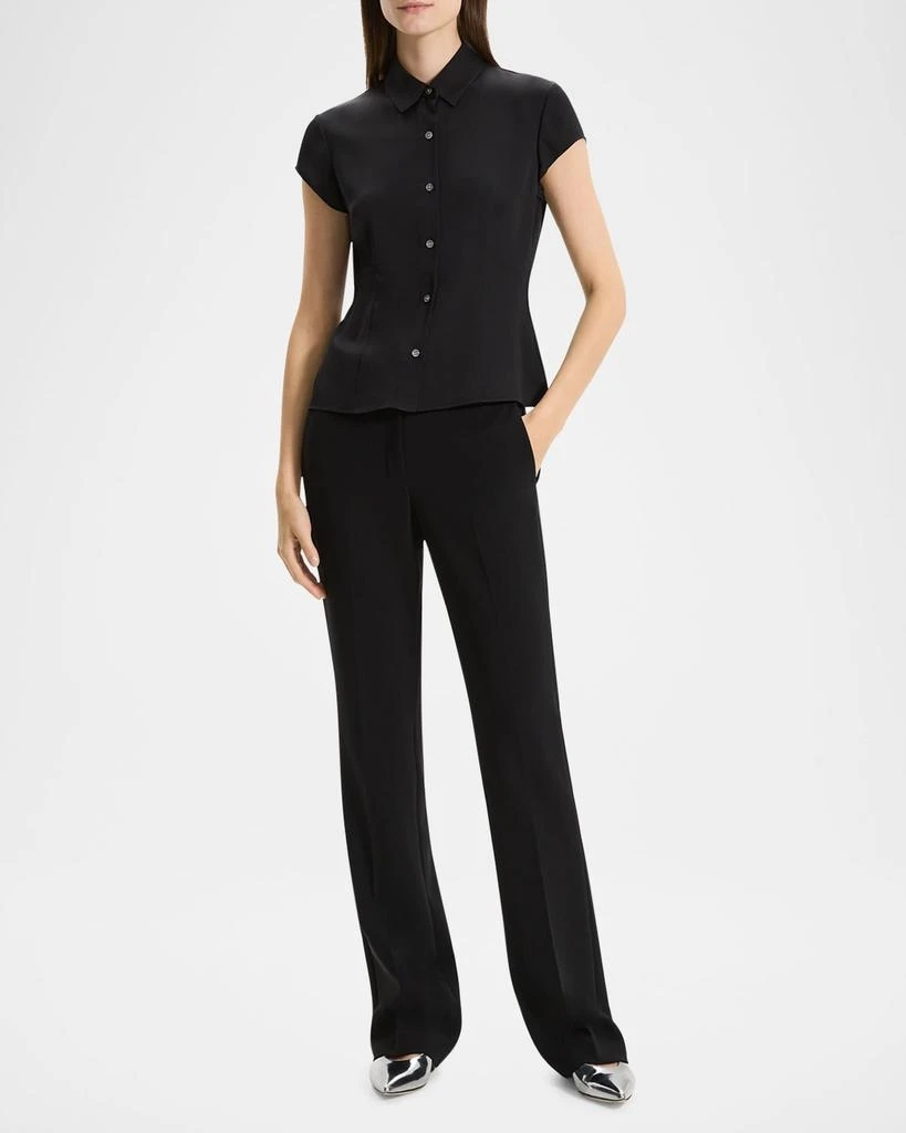 Theory Cap-Sleeve Modern Silk Georgette Blouse 2
