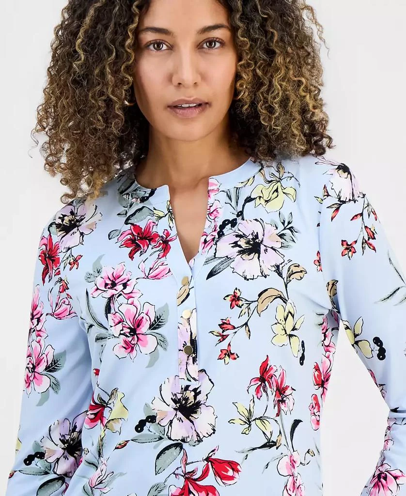 INC International Petite Floral-Print Henley Top, Macy
s Exclusive 4