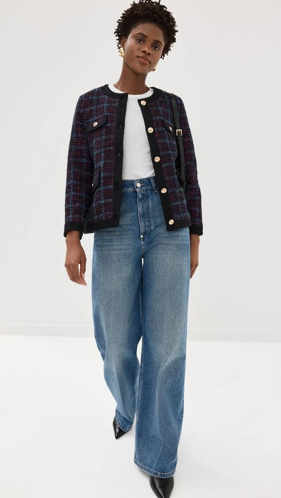 ANINE BING Lydia Jacket In Blue and Red Tweed 5