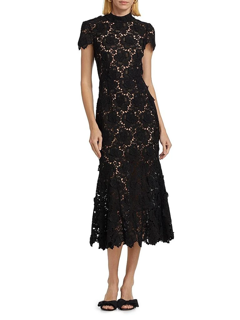 Self Portrait Flower Lace Mermaid Midi-Dress 3