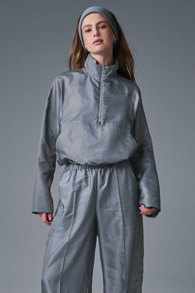 Alo Cropped Afterglow Pullover - Steel Grey