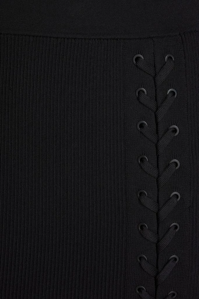 SIMKHAI Helix lace-up ribbed-knit midi skirt 4