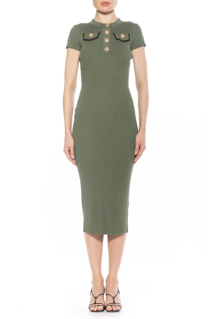 ALEXIA ADMOR Rhys Crewneck Knit Sheath Midi Dress