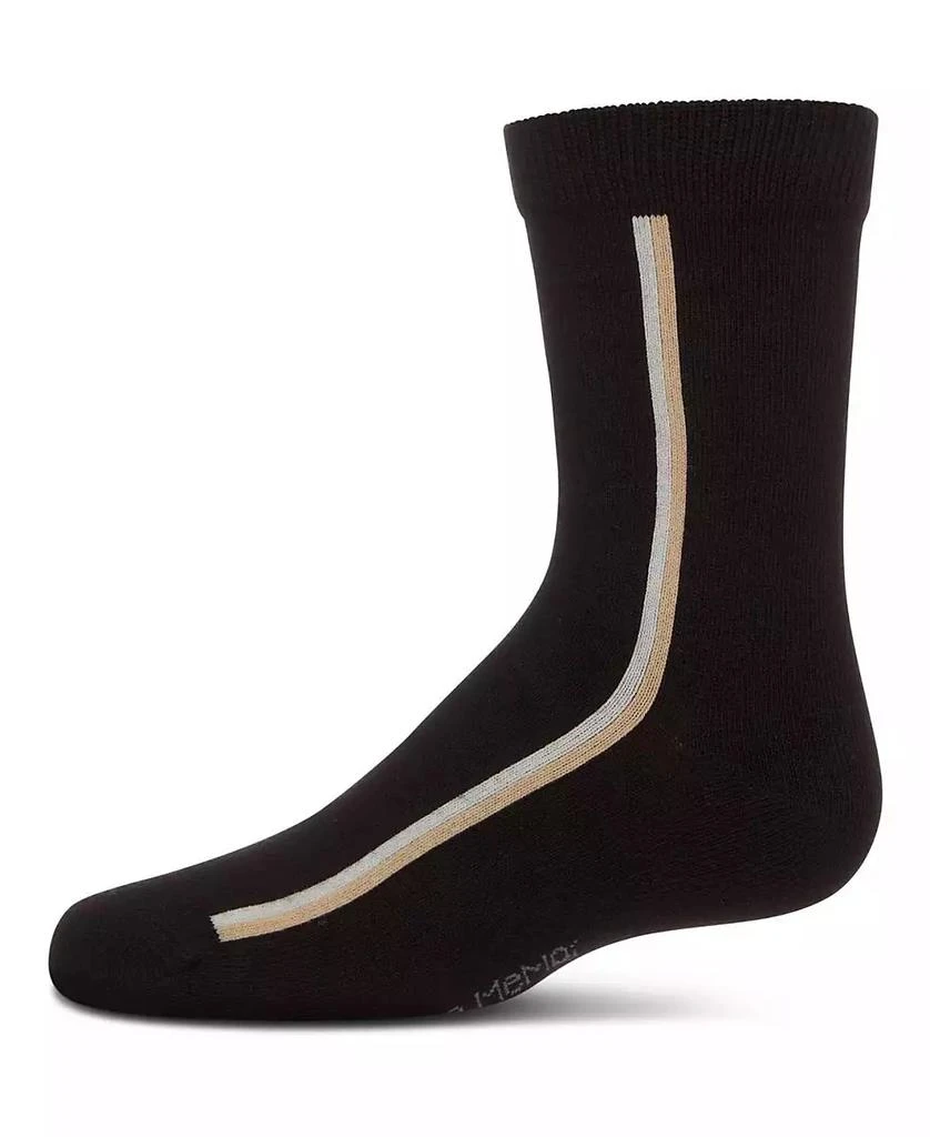 Memoi Boys Dual-Stripe Cotton-Rich Fine-Gauge Crew Sock