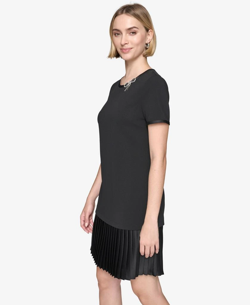 Karl Lagerfeld Paris SHORT SLEEVE A-LINE DRESS WITH PLEATED SKIRT 3