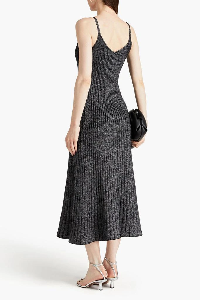 N.PEAL Ribbed metallic cashmere-blend midi dress 3