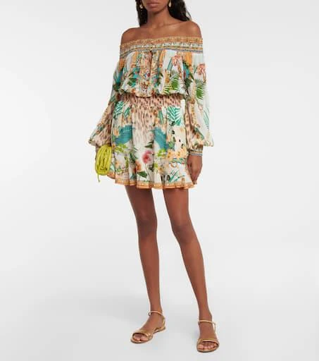 Camilla Off-the-shoulder silk minidress 2