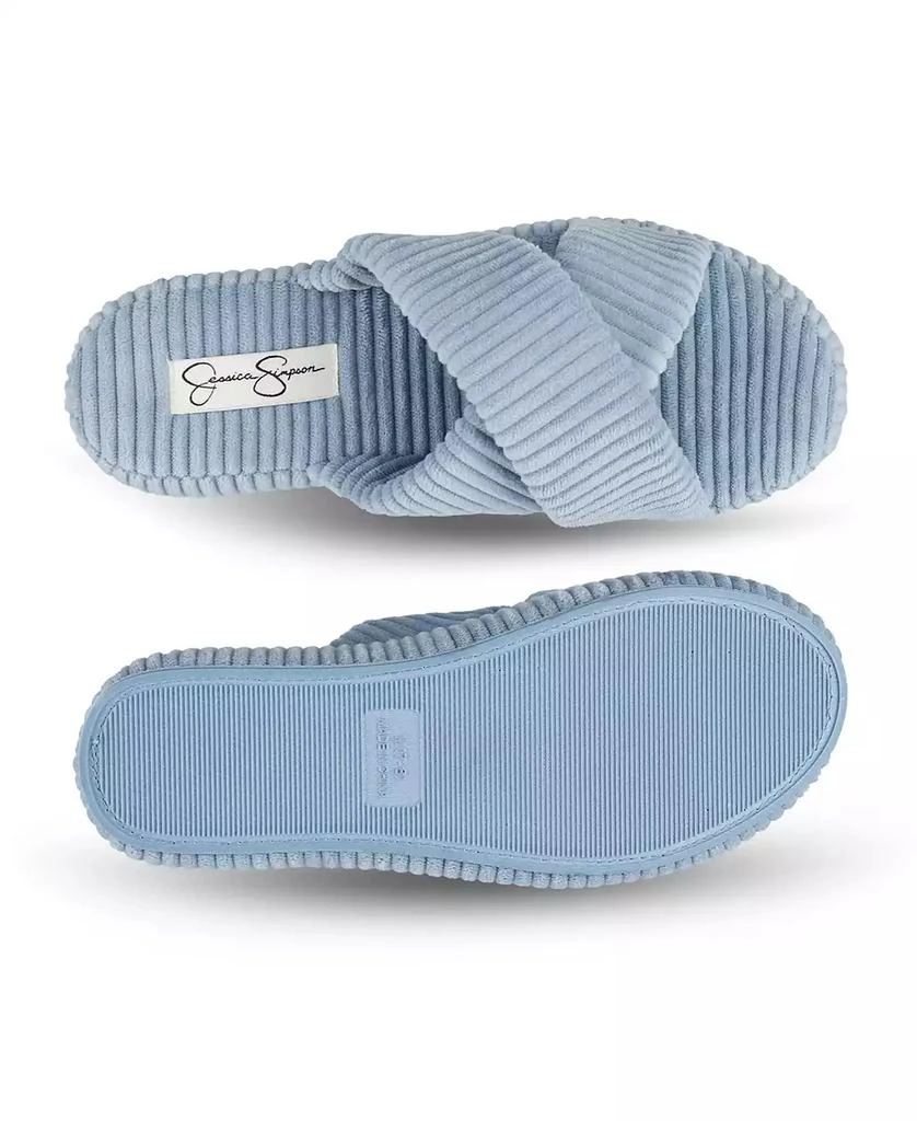 Jessica Simpson Women's Ribbed Terry Cross Band Slide Platform Slipper 3