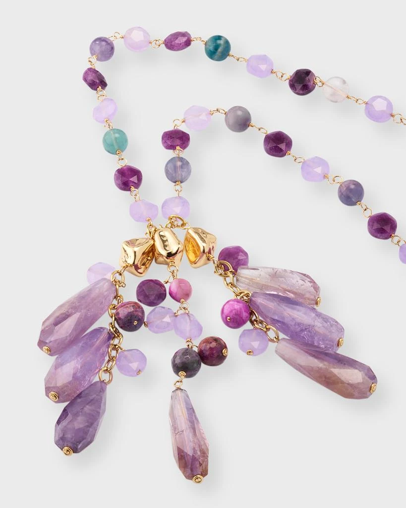 Devon Leigh Pink Amethyst Fringe Necklace 4