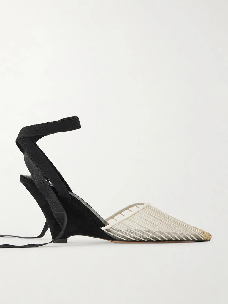 Jacquemus Les Espadrilles Grosgrain-trimmed Mesh Wedge Pumps  - FR36