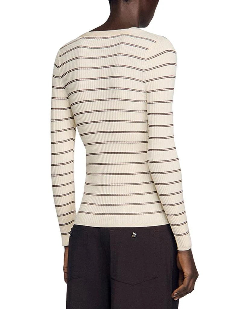 Sandro Gabri Stripe Rib Knit Cardigan Sweater 3