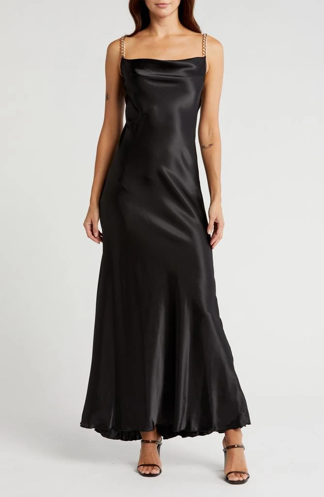 bebe X Ciara Chain Strap Satin Dress 1