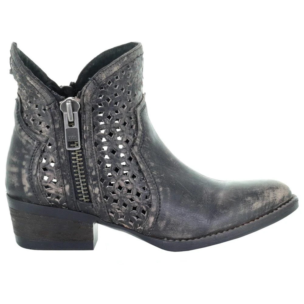 Circle G by Corral Hand Cut Zippered Round Toe Cowboy Booties 1